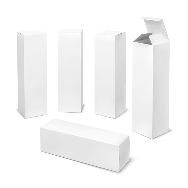 Premium Vector | Tall white box. cardboard cosmetic boxes rectangular ...