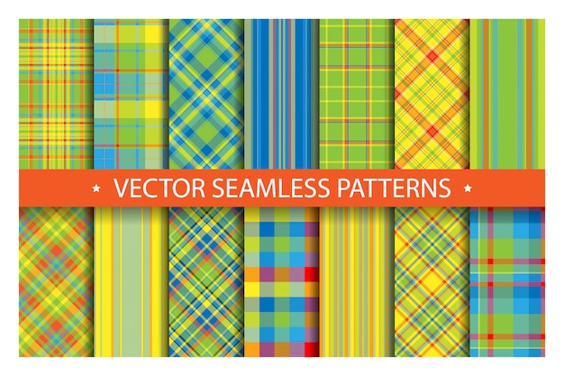 Tartan patterns set Premium Vector