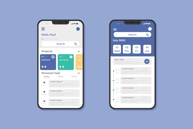 Premium Vector | Task management smartphone app template