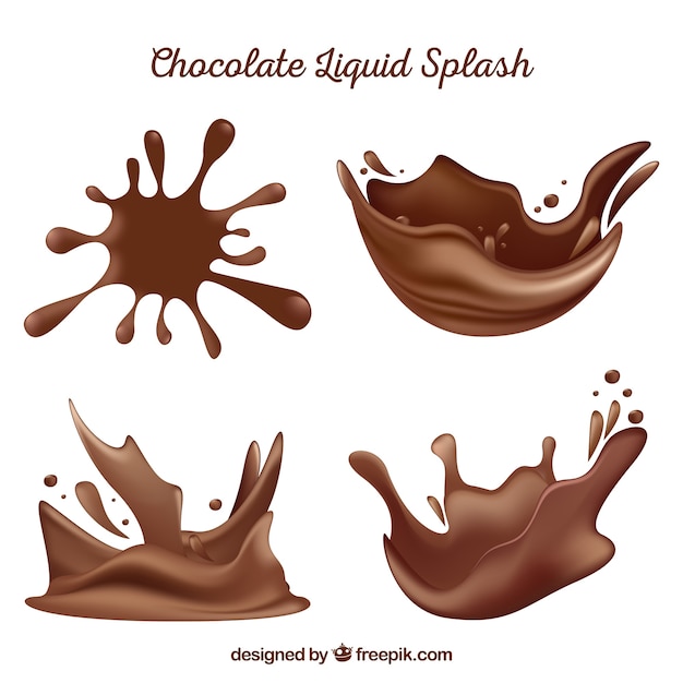 Tasty chocolate liquid splash in realistic style Free Vector