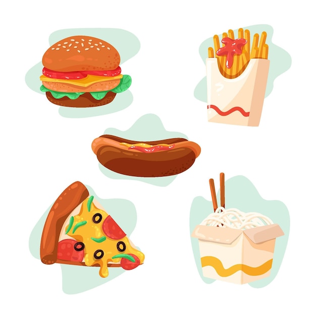 Tasty fast food collection | Free Vector