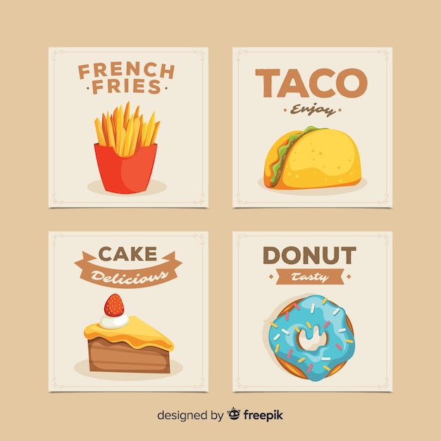 Download Free Tasty Food Card Pack Free Vector Use our free logo maker to create a logo and build your brand. Put your logo on business cards, promotional products, or your website for brand visibility.