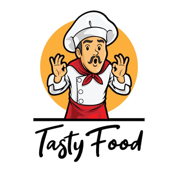 Premium Vector | Tasty food chef logo mascot template