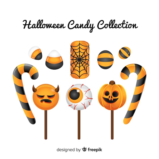 Download Free Vector | Tasty halloween candy collection