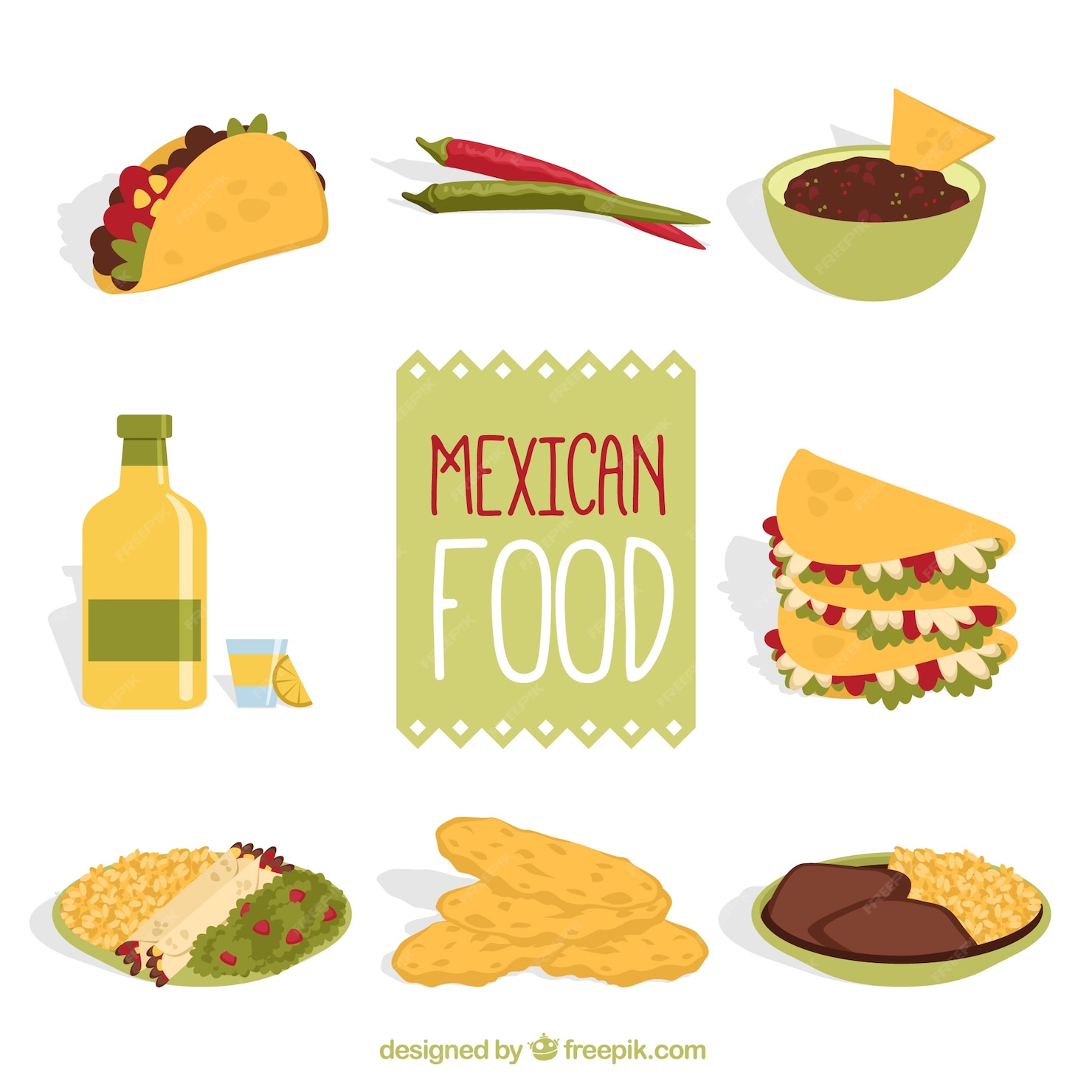 Free Vector | Tasty mexican food pack