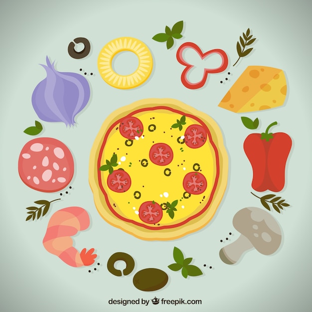 Tasty pizza with ingredients