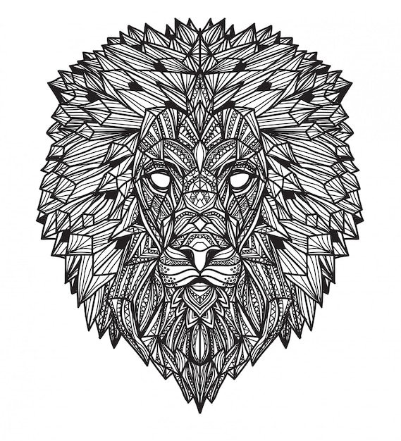 Tattoo art lion hand drawing and sketch black and white ...