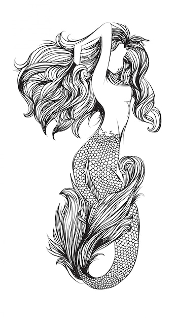 Download Tattoo mermaid Vector | Premium Download