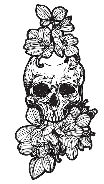Download Premium Vector | Tattoo skull and flower
