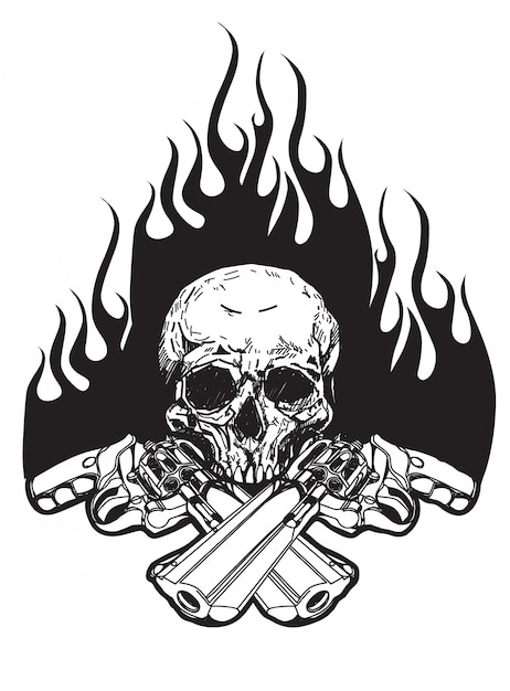 Premium Vector Tattoo Skull And Gun