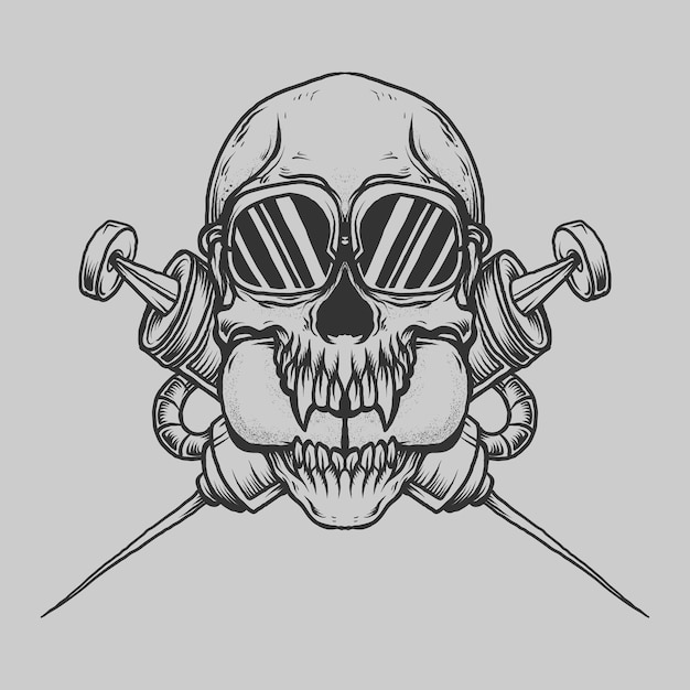 Premium Vector | Tattoo and t shirt design black and white hand drawn ...