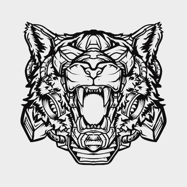 Premium Vector | Tattoo and t-shirt design black and white hand drawn ...