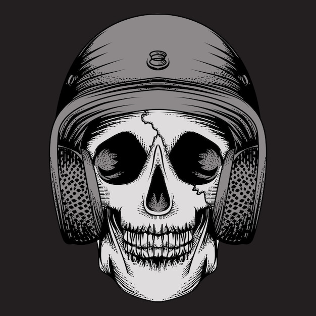 Premium Vector | Tattoo and t shirt design skull helmet premium design