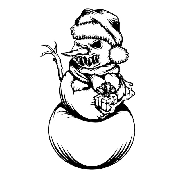 Premium Vector The Tattoos Ideas Of The Snowman With The Scare Face For The Christmas