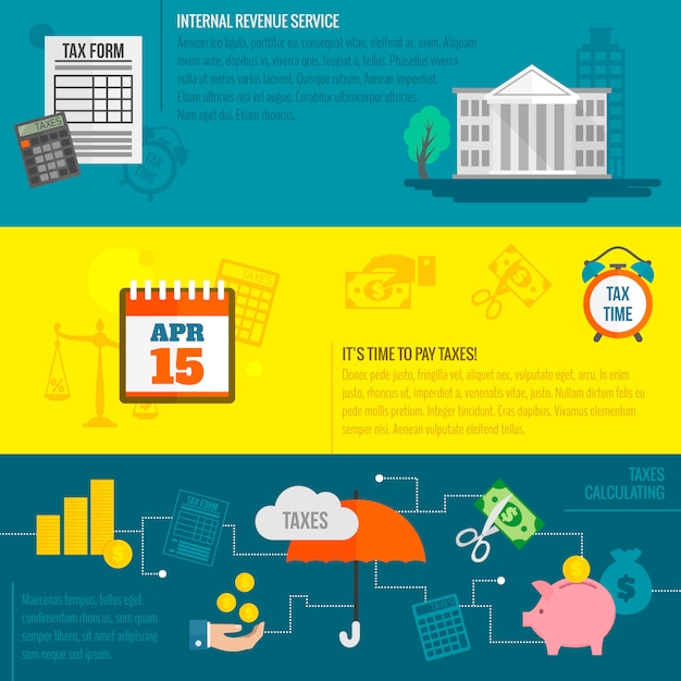 Tax banner template set with elements composition Free Vector
