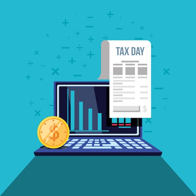 Premium Vector Tax day with laptop computer