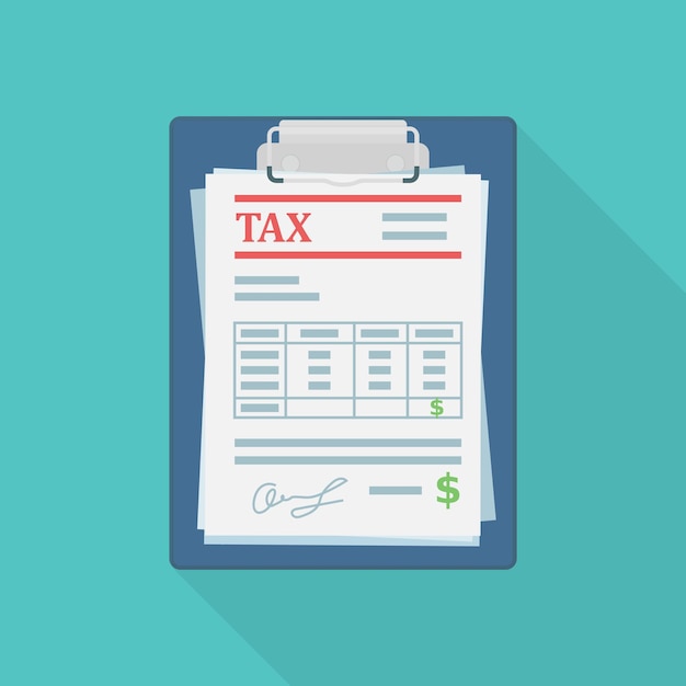 Premium Vector Tax Form On The Clipboard Paper Document Illustration