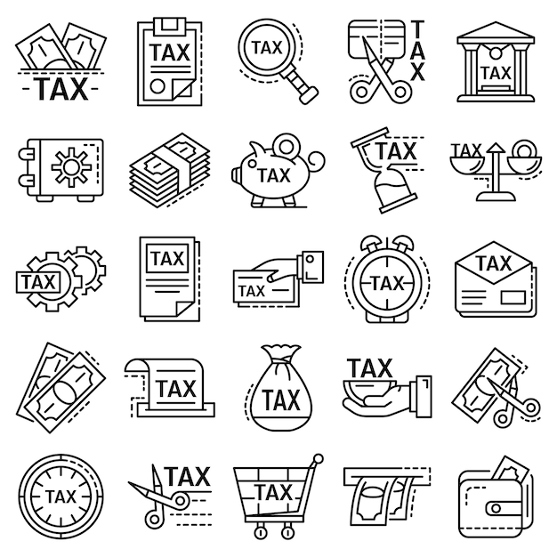 Taxes icon set. outline set of taxes vector icons Vector | Premium Download