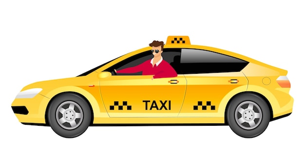 Premium Vector Taxi Driver In Car Flat Color Faceless Character Smiling Man Sitting In Yellow Sedan Isolated Cartoon Illustration For Web Graphic Design And Animation Cab Delivery Service