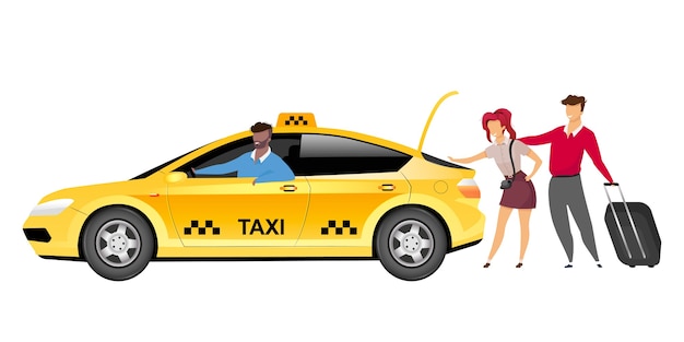Premium Vector | Taxi driver with clients flat color faceless ...