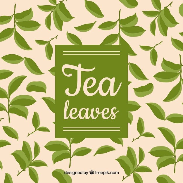 Tea leaves background in flat style