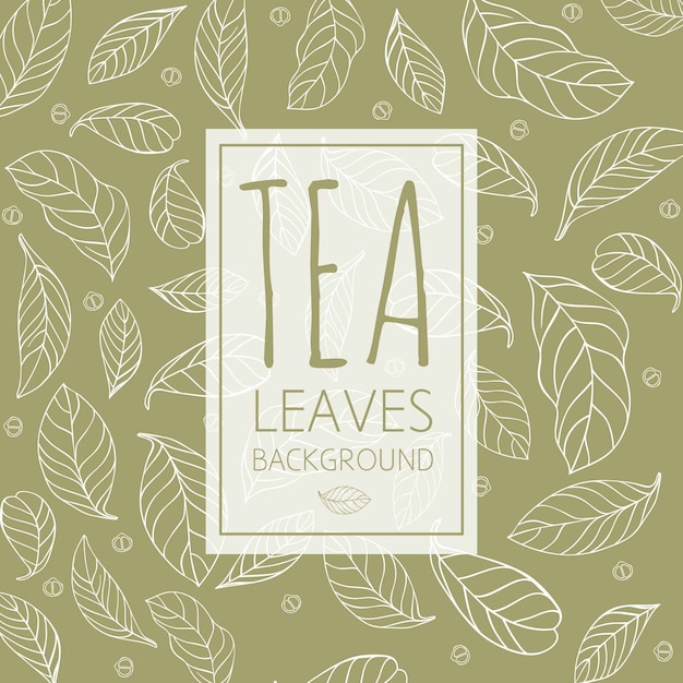 Tea leaves background in hand drawn
style