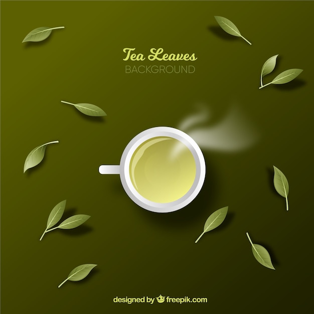 Tea leaves background with flat design | Free Vector