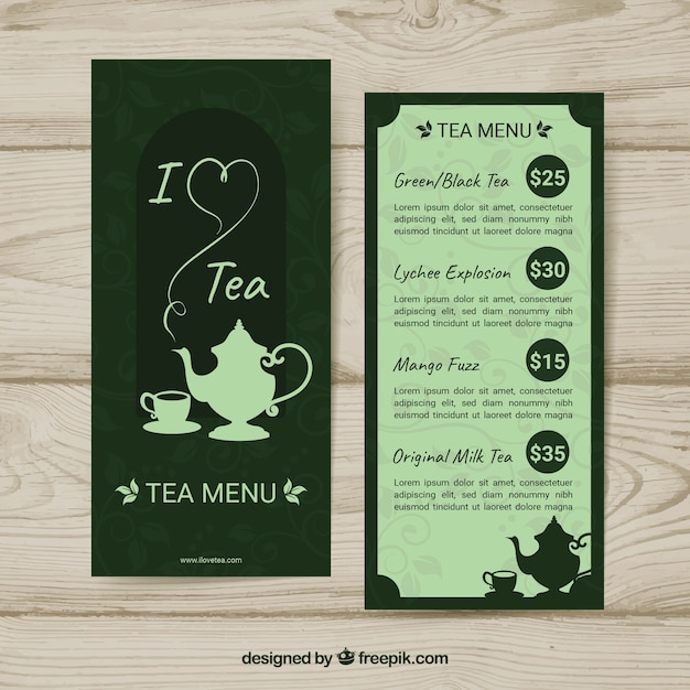 Download Free Tea Menu Template In Flat Style Free Vector Use our free logo maker to create a logo and build your brand. Put your logo on business cards, promotional products, or your website for brand visibility.