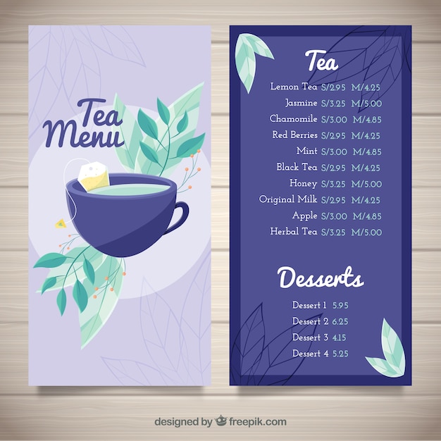Download Free Tea Menu Template With Beverages List Free Vector Use our free logo maker to create a logo and build your brand. Put your logo on business cards, promotional products, or your website for brand visibility.