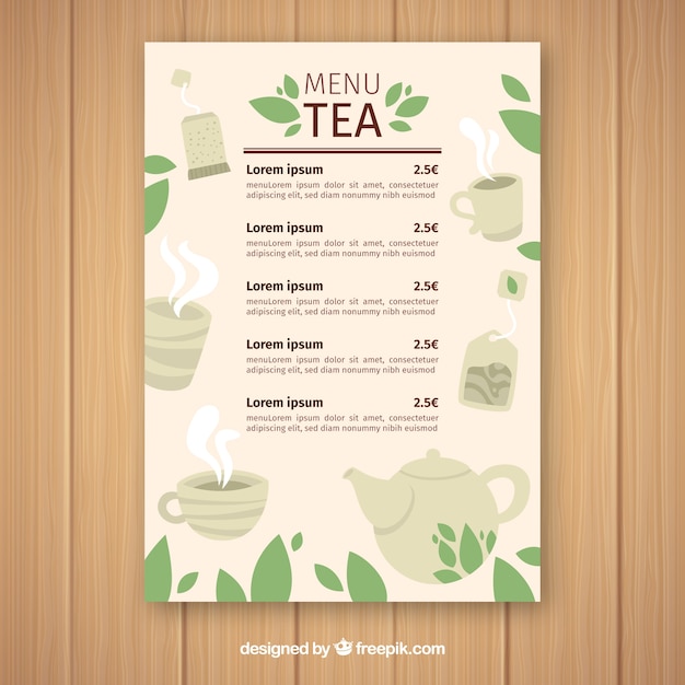 Free Vector Tea menu template