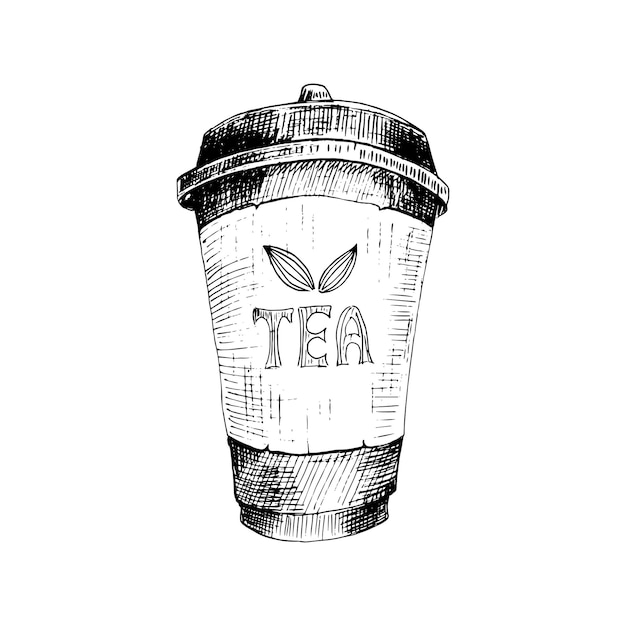 Premium Vector Tea Paper Cup Hand Drawn Sketch Disposable To Go Cup