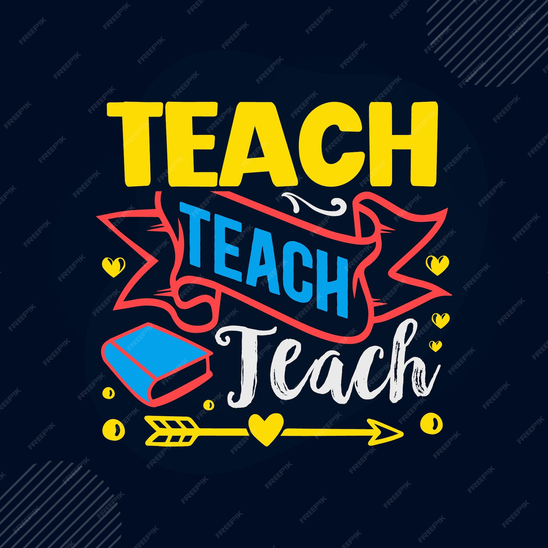 Premium Vector | Teach teach teach lettering premium vector design