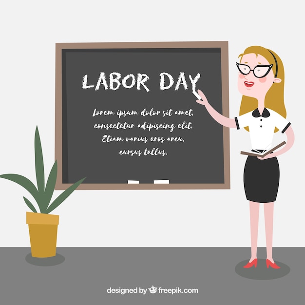 Teacher on labor day with flat design Free Vector