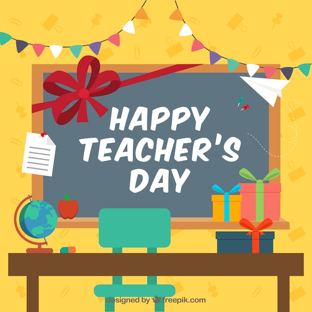 Free Vector | Teacher's day celebration in the classroom