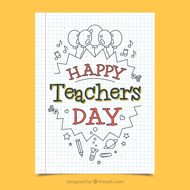 Teacher's day notebook sheet greeting Vector | Free Download