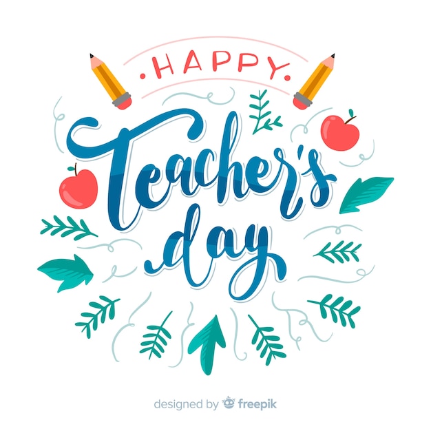 Premium Vector | Teachers day concept with lettering