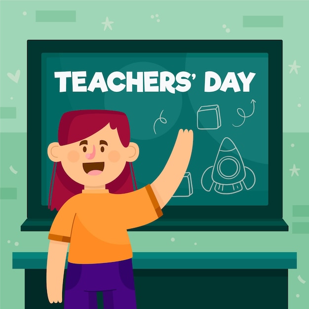 Free Vector | Teachers' day with blackboard and student