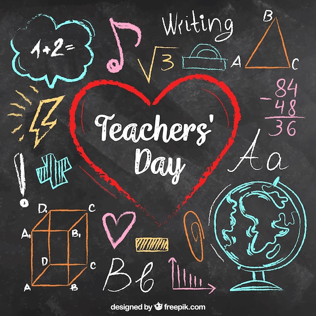 Teachers' day written on a chalk board in
colourful chalks