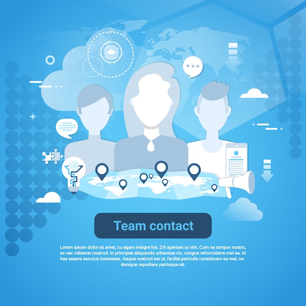 Team contact web banner with copy space Premium Vector