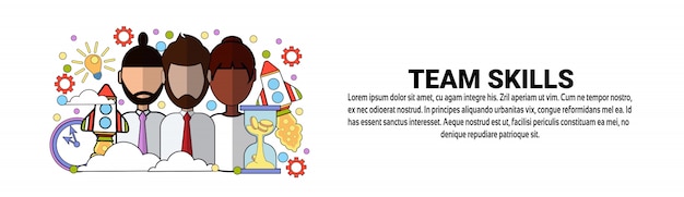 Team skills development business concept horizontal banner template Premium Vector