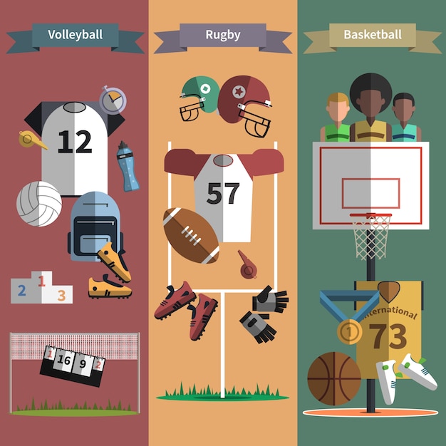 Free Vector | Team sport vertical banners set