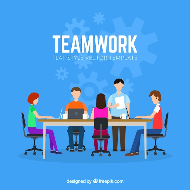 Team work background in flat style Free Vector Team work background in flat style Free Vector