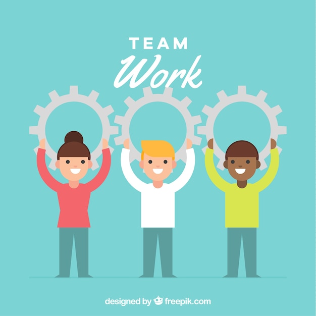 Free Vector | Team work background with people holding gears