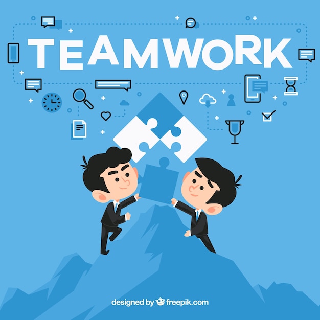Teamwork background in flat design