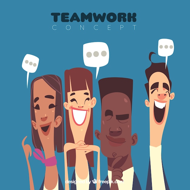 Teamwork concept in cartoon style