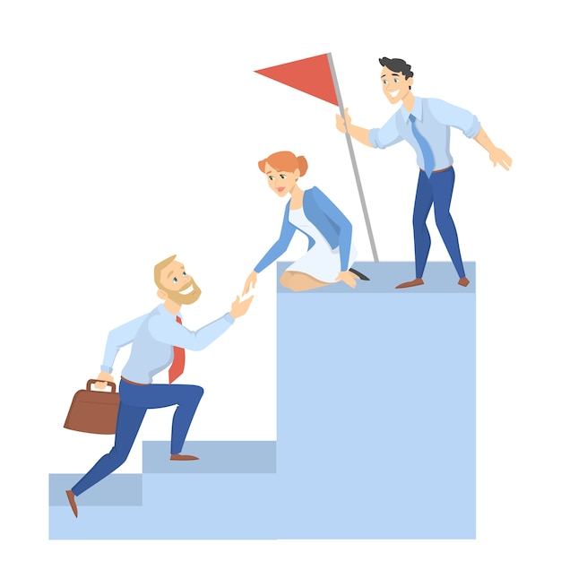 Premium Vector | Teamwork concept. people standing on the graph with ...