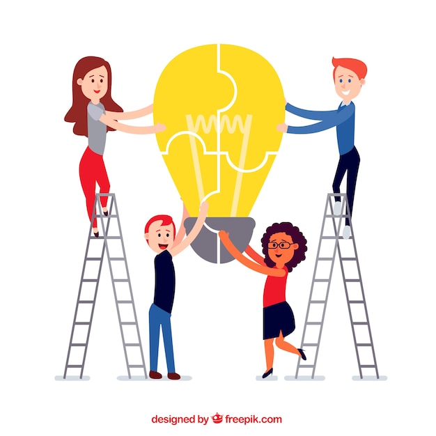 Teamwork concept with bulb