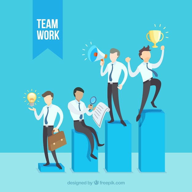 Free Vector | Teamwork concept with business people on bars