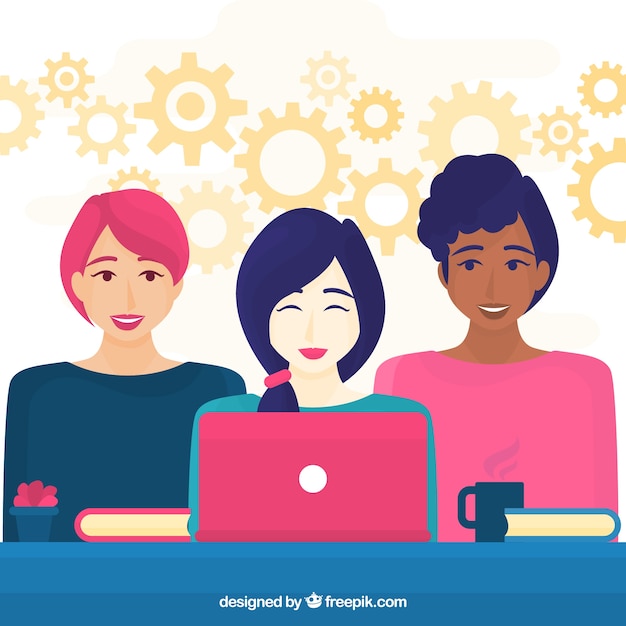 Teamwork concept with businesswomen