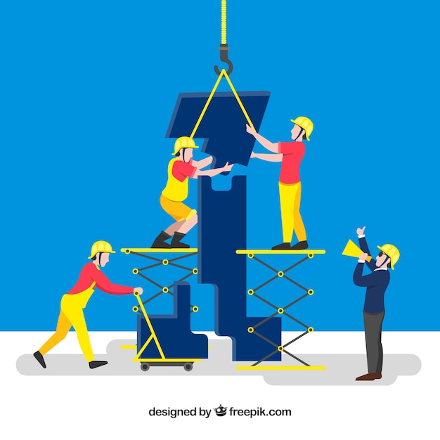 Teamwork concept with construction workers Vector | Free Download